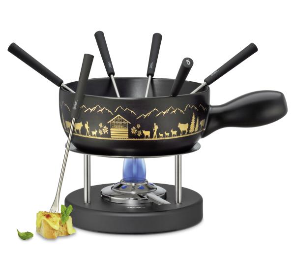 Spring Käsefondue-Garnitur MONTANA schwarz/gold 22 cm